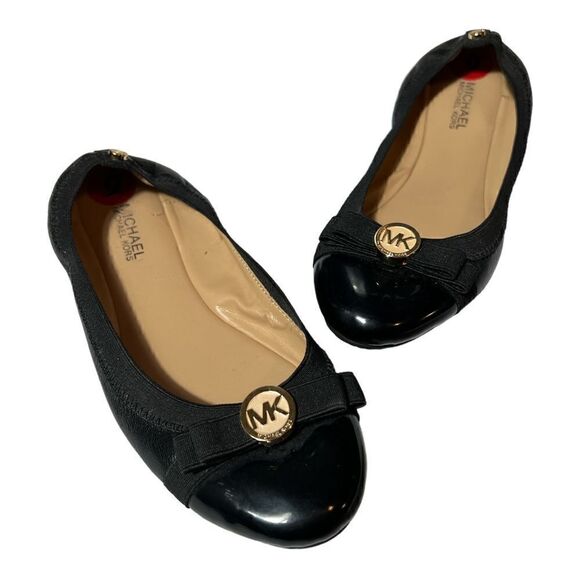 Michael Kors Black Patent and Gold Ballet Flats - Picture 1 of 3